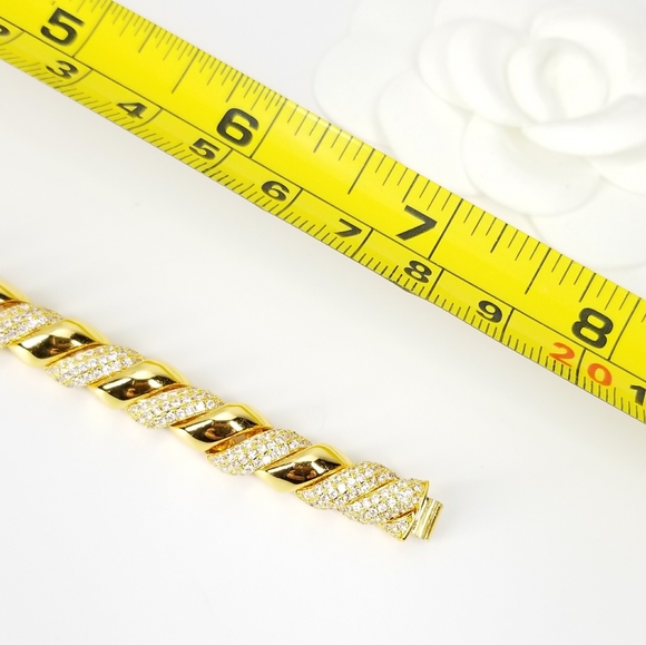 NWT 18K Gold Rope Chain Micro Pave CZ Bracelet - Picture 13 of 14